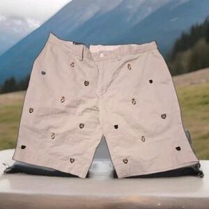 Polo Ralph Lauren Men's Beige Flat Front Monogram Walk Shorts Size 38
